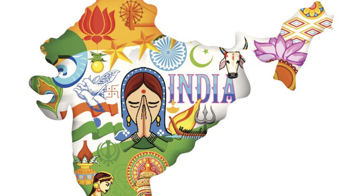 art with the Indian flag depicting the plural society