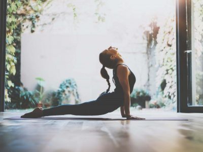A girl practicing yoga